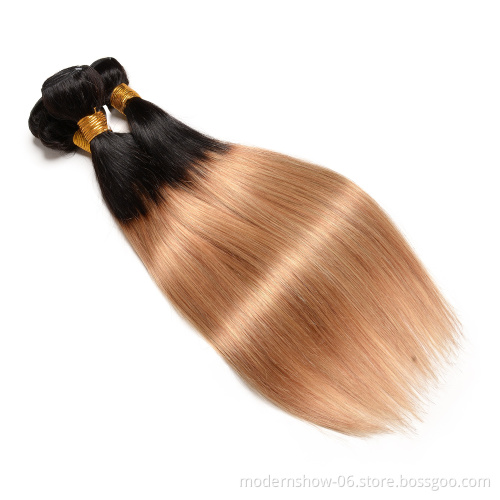Ombre 1b 27 straight hair bundles ,  cuticle aglined virgin  ombre 1b 27 human hair extension